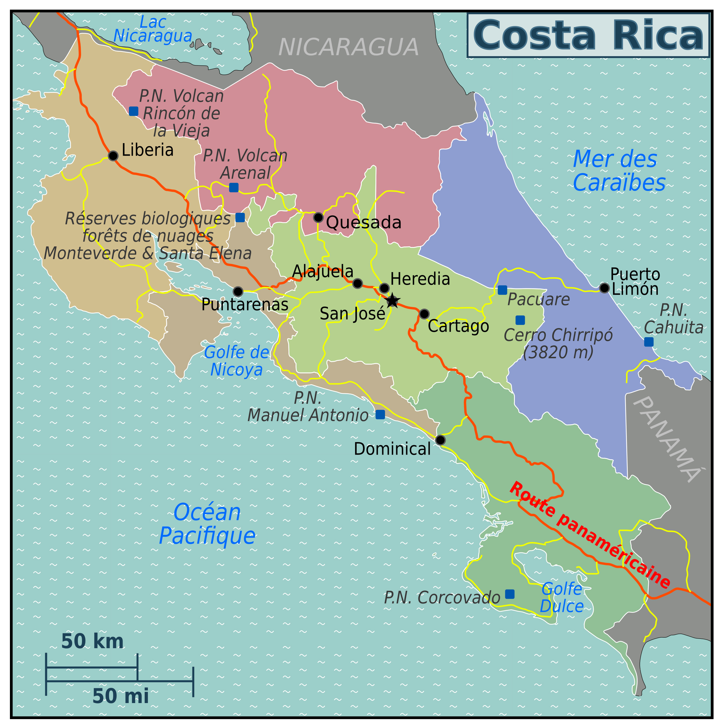 Large Regions Map Of Costa Rica Costa Rica Large Regions Map Vidiani 
