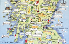 Large Tourist Illustrated Map Of Scotland Scotland United Kingdom