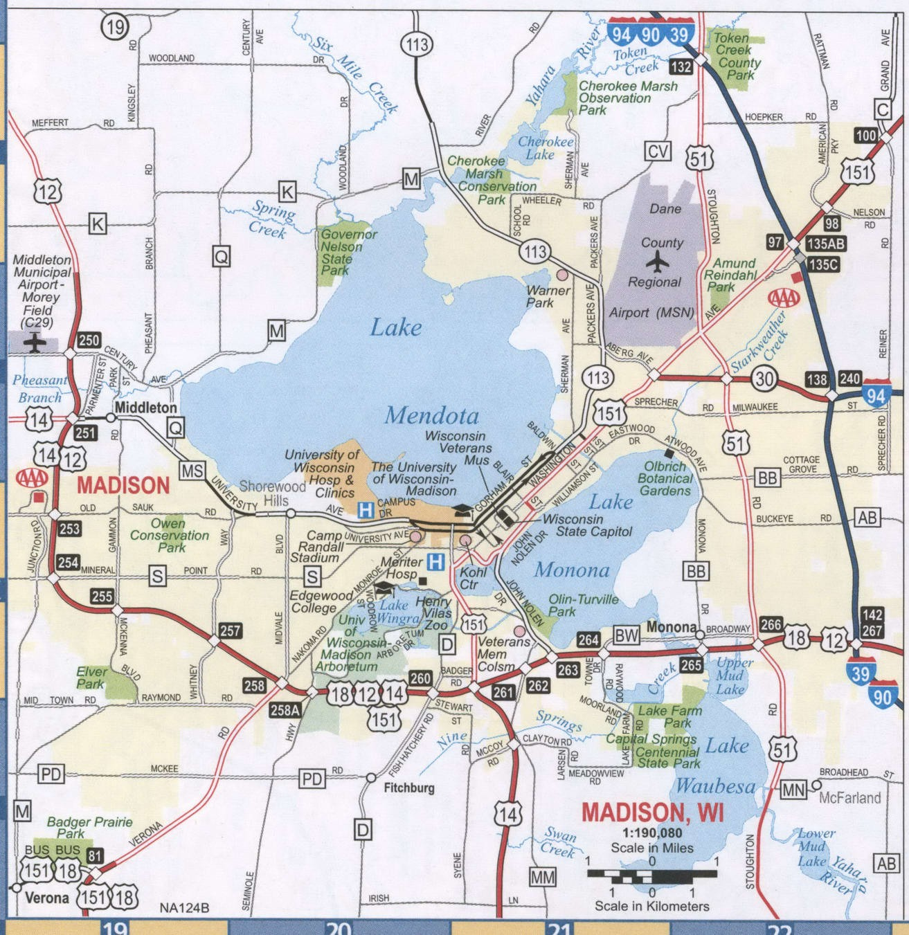 Madison WI Roads Map Free Printable Map Madison City Surrounding Area