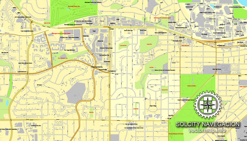 Madison Wisconsin US Printable Vector Street City Plan Map Full 