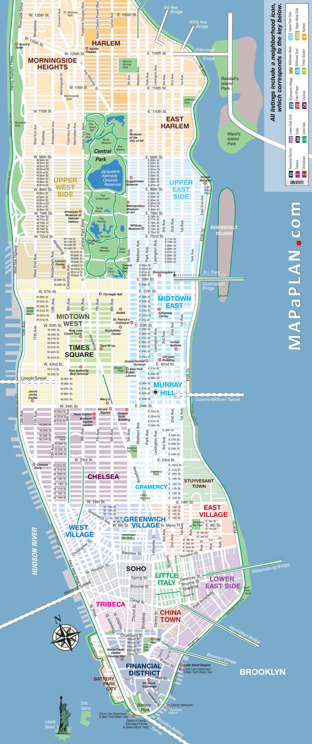 Manhattan Map Of New York Nyc Tourist Map New York City Map