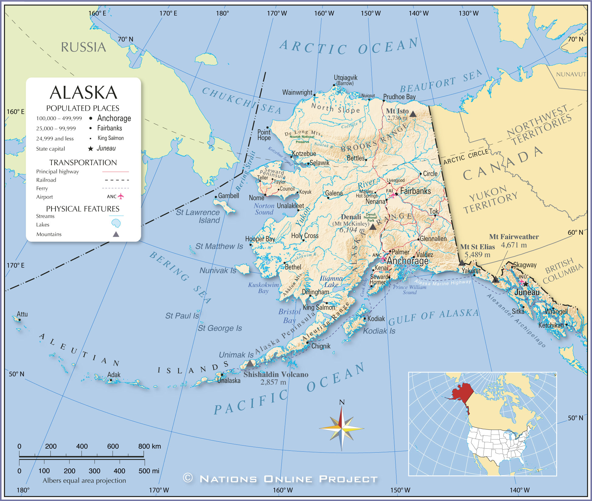 Map Of Alaska State USA Nations Online Project