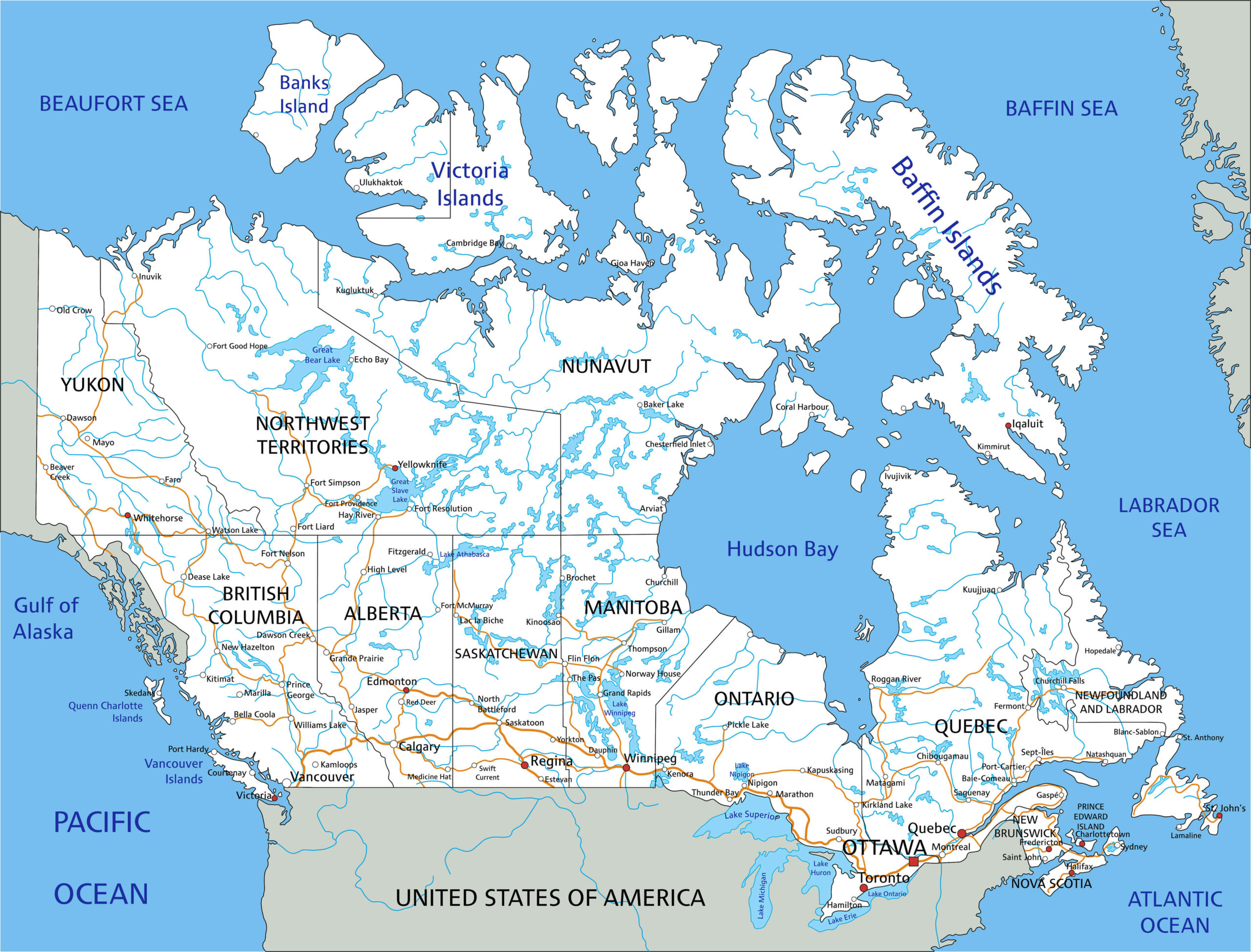 Map Of Canada Guide Of The World