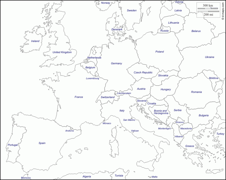 Free Europe Map Black And White