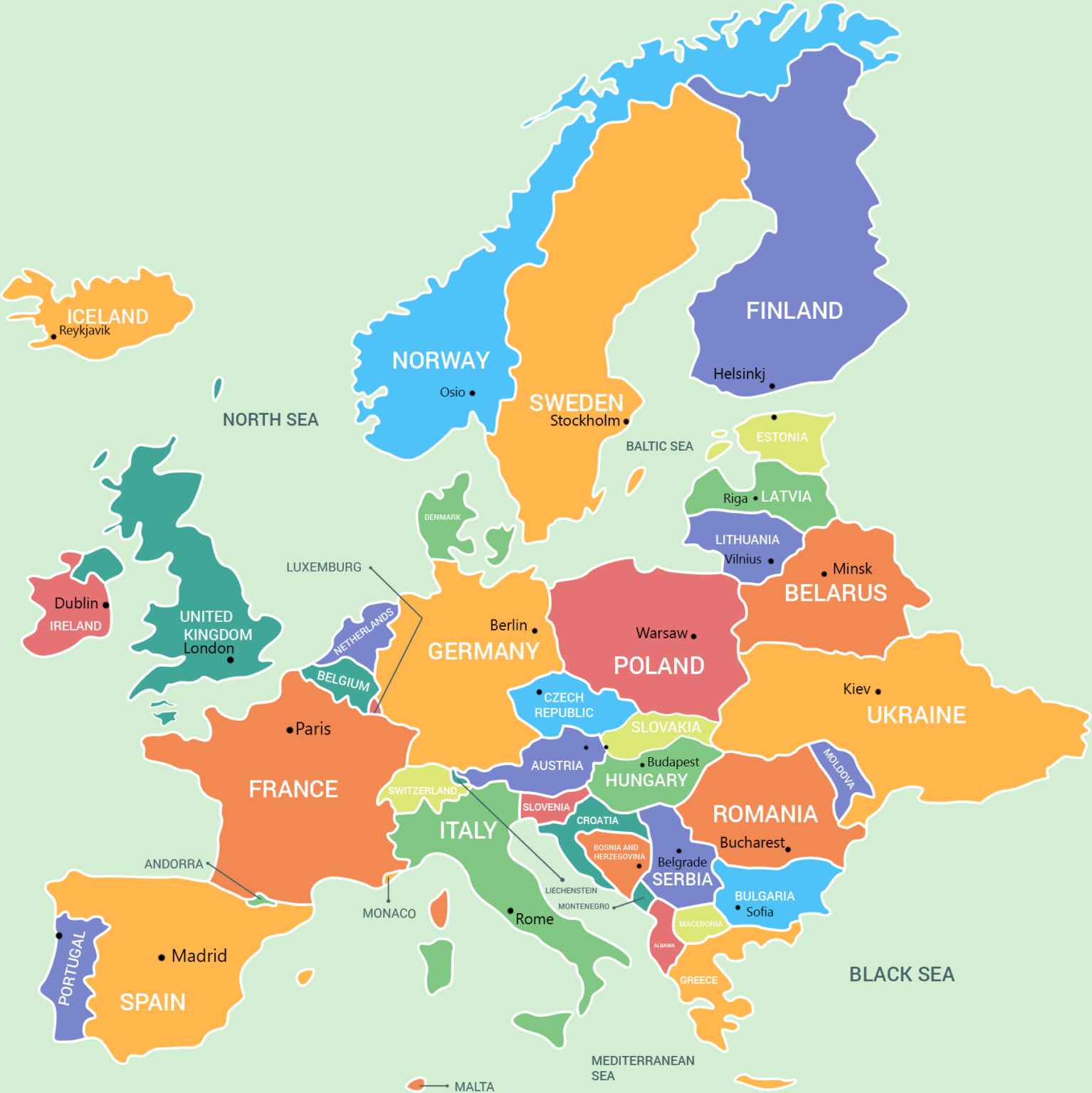 MAP OF EUROPE COUNTRIES AND CITIES visual data 7
