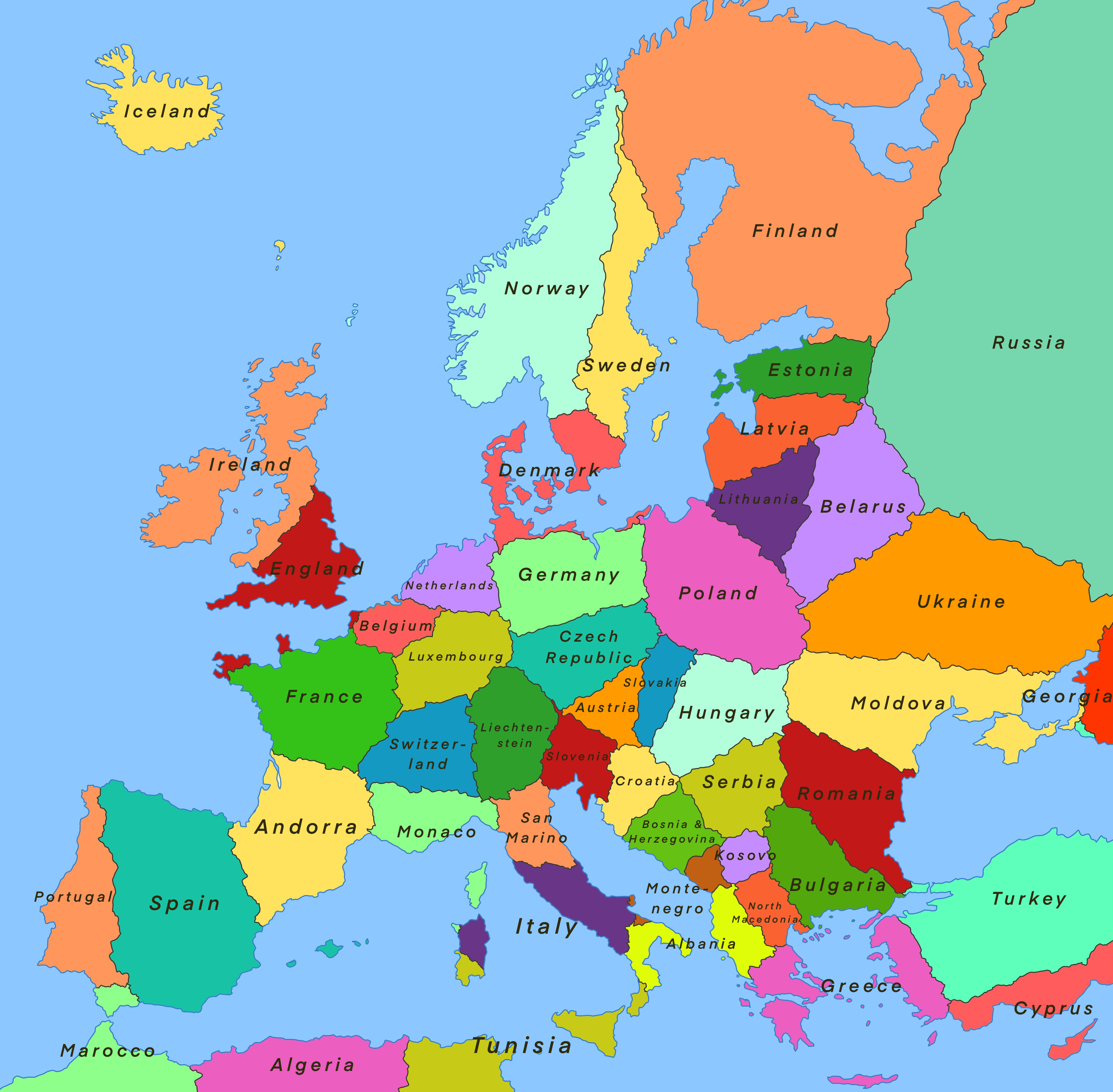 Map Of Europe With Cities And Capitals