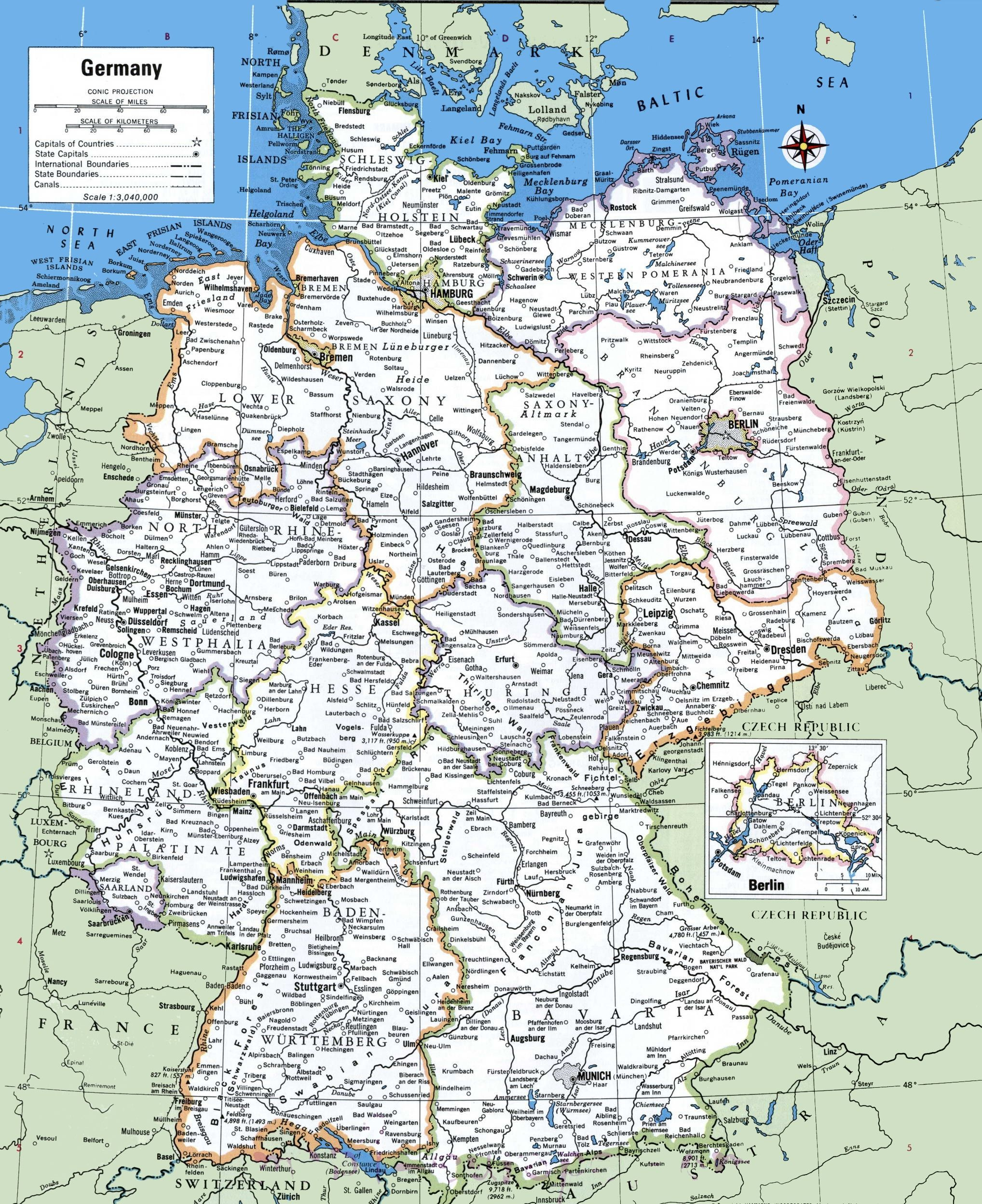 Map Of Germany With Cities And Towns Germany Map Map Of Switzerland 