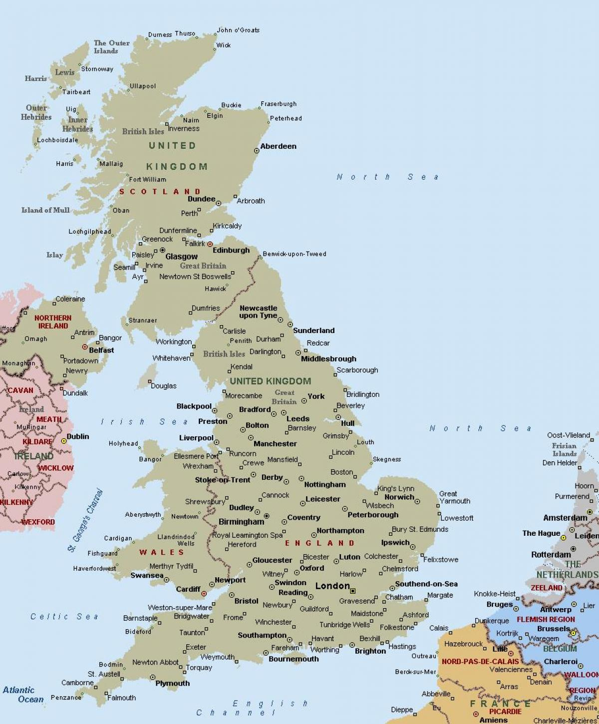 Map Of Great Britain Showing Towns And Cities Map Of Great Britain 