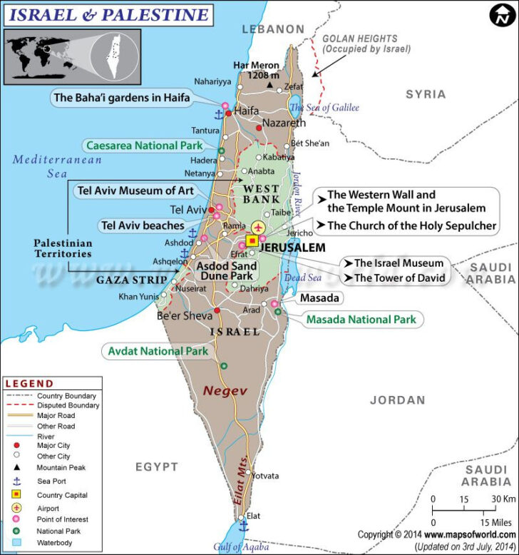 Printable Map Of Israel And Palestine