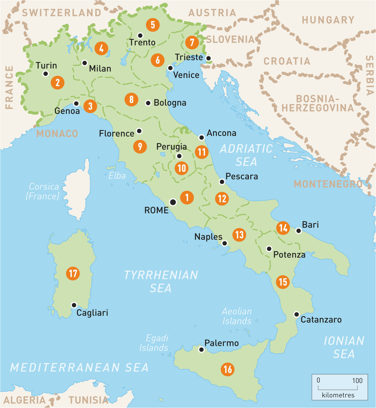 Map Of Italy With Towns And Cities