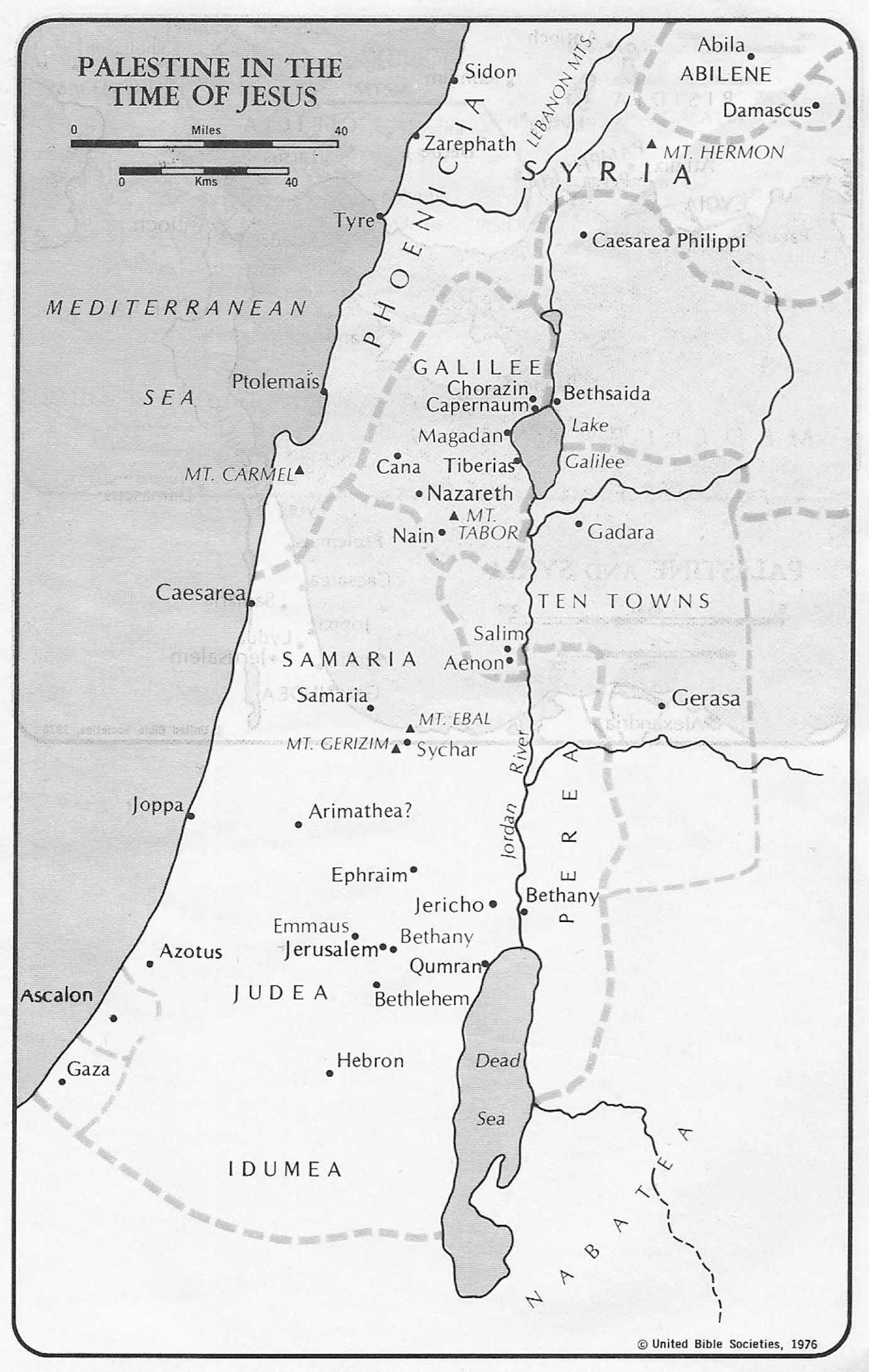 Map Of Jerusalem At The Time Of Jesus Map Showing Palestine In Jesus ...