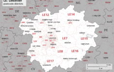 map of le postcode districts leicester maproom Map Of LE Postcode Districts Leicester Maproom