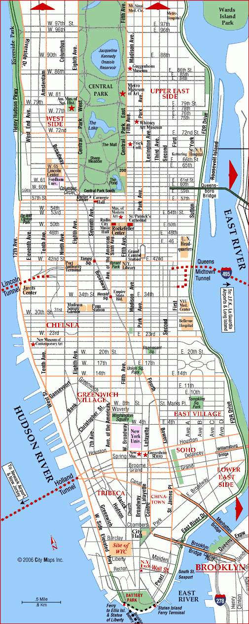 Printable Map Of Manhattan Ny