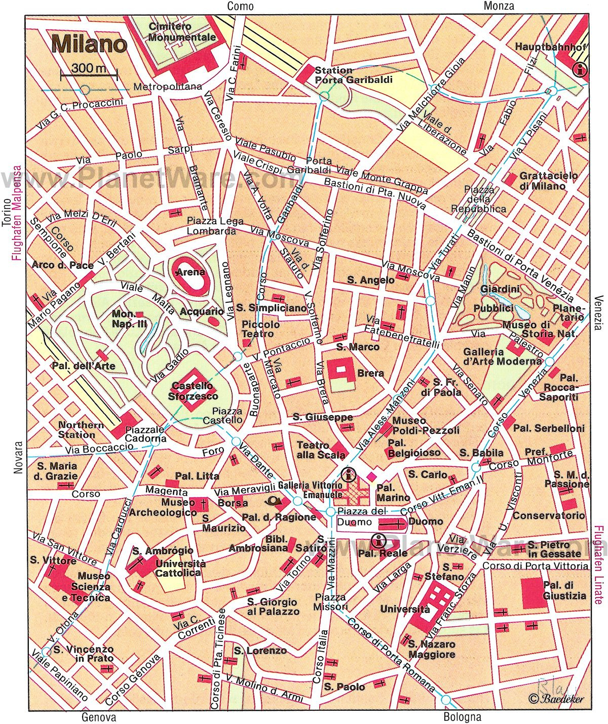 Map Of Milan Tourist Attractions PlanetWare Milan Map Milan 