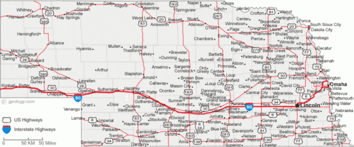 Nebraska Highway Map 2022 Printable