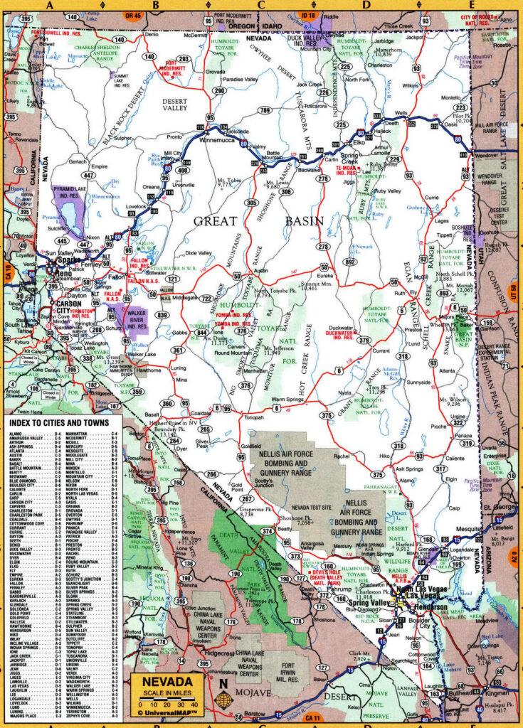 Map Of Nevada State Free Highway Road Map NV With Cities Towns Counties