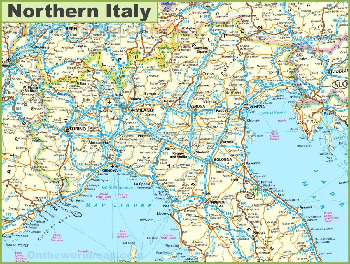 Map Of Northern Italy Detailed Map Of Northern Italy Southern Europe 