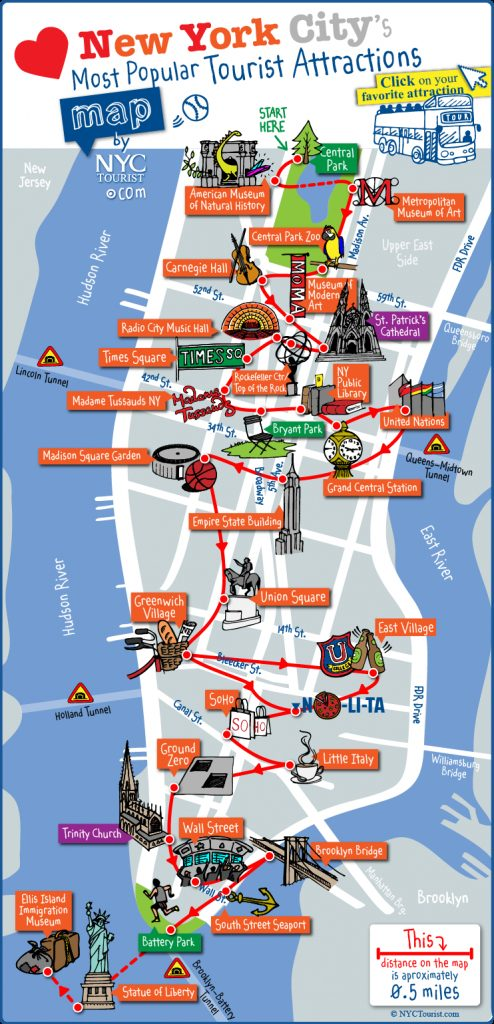 Map Of Nyc Tourist Attractions Sightseeing Tourist Tour Regarding 