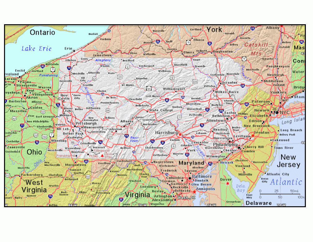 Map Of Pennsylvania And Other Free Printable Maps