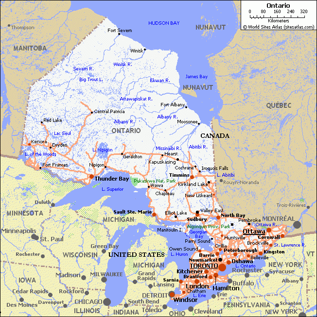 Free Printable Road Map Of Ontario | Adams Printable Map