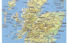 Map Of Scotland With Relief Roads Major Cities And Airports