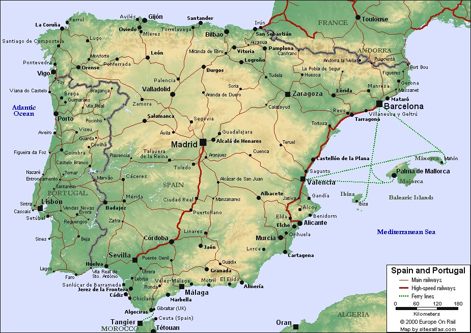 Free Printable Map Of Spain And Portugal Adams Printable Map