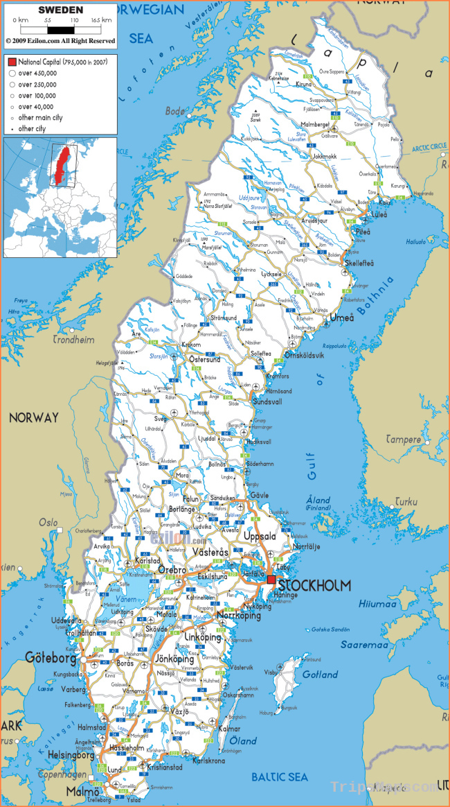 Printable Map Of Sweden Pdf