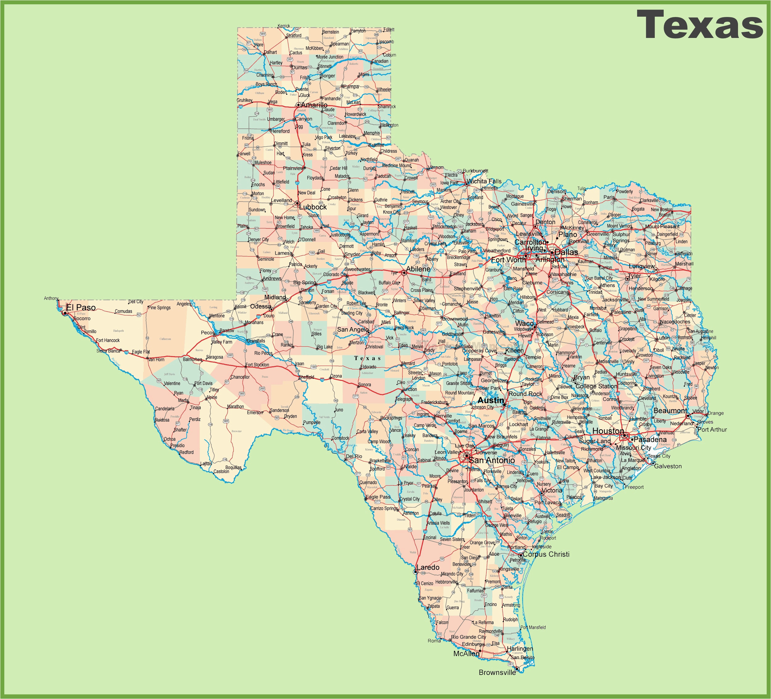 Map Of Texas With All Cities And Towns Secretmuseum