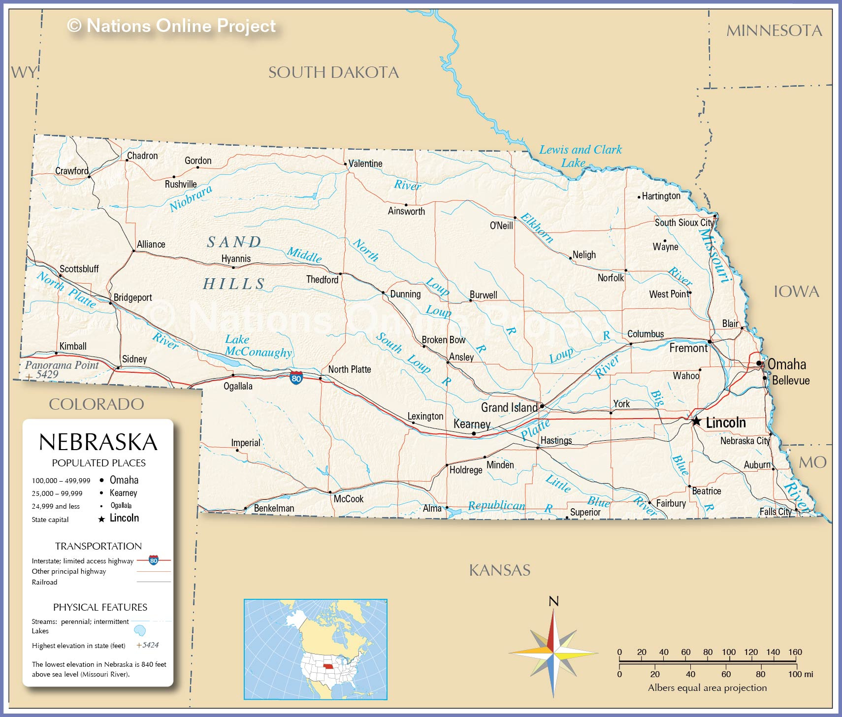 Map Of The State Of Nebraska USA Nations Online Project