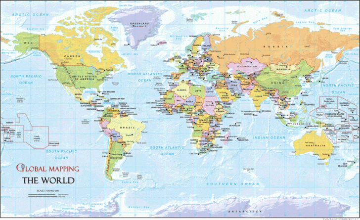 Free Printable World Map A3 Size