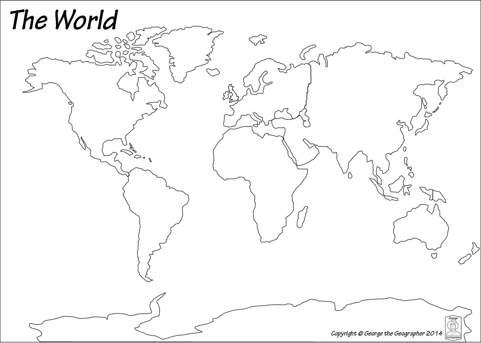 Map Of The World Black And White For Kids Aline Art