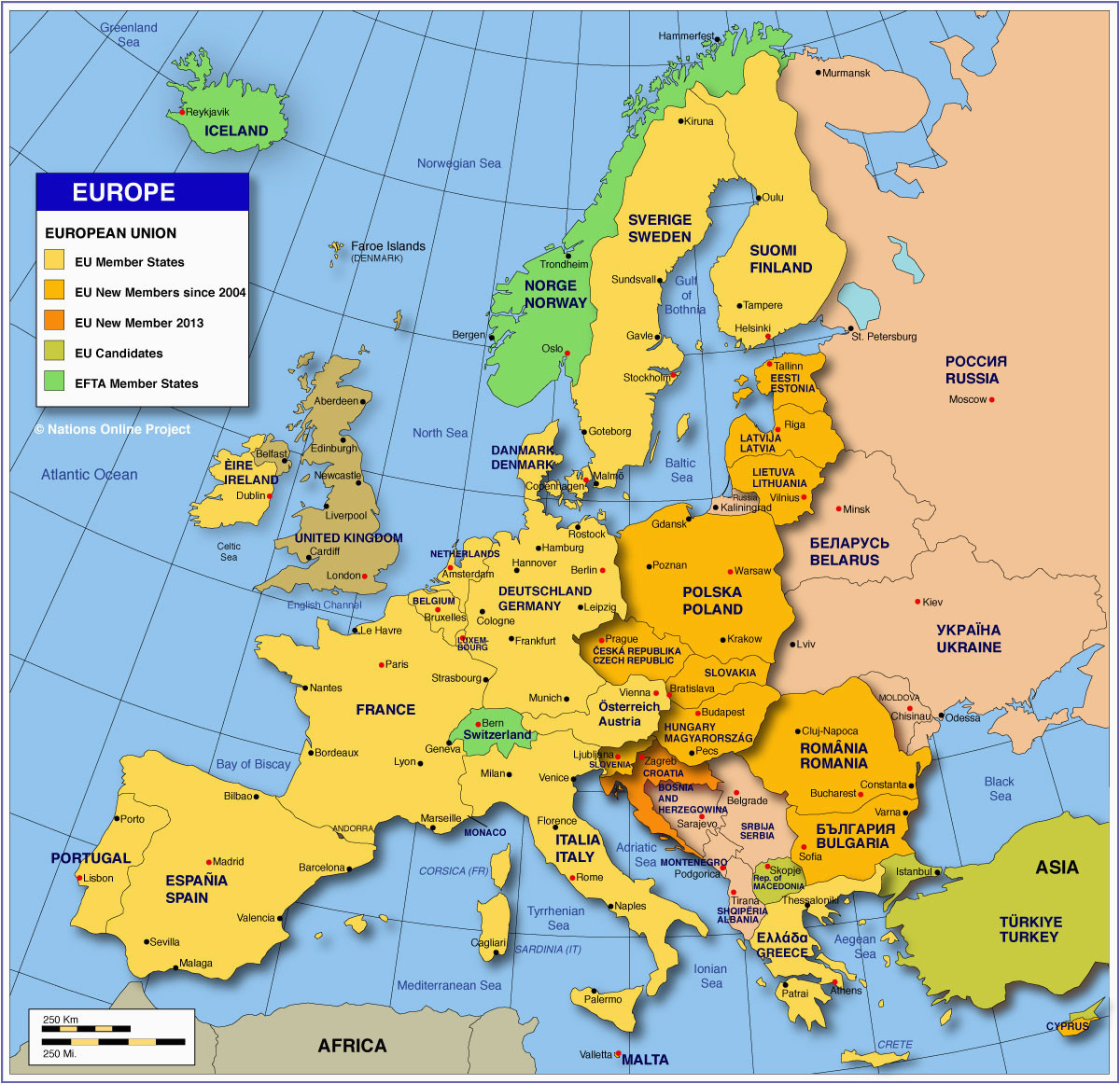 Map Of Western Europe With Capitals