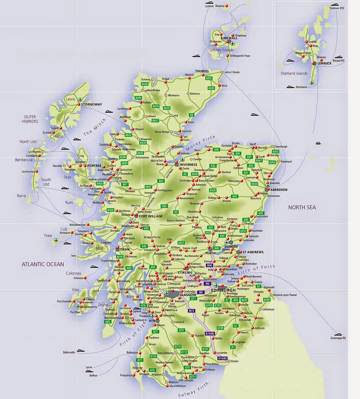 Printable Map Of Scotland  Adams Printable Map