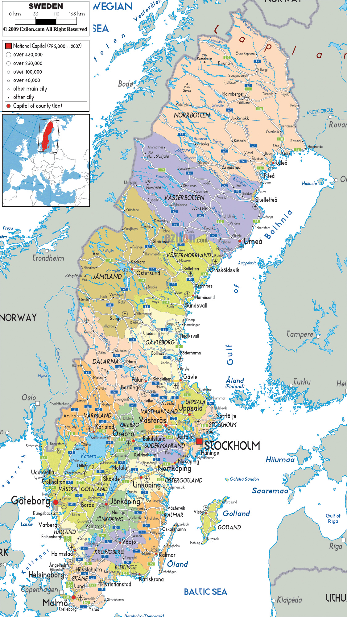 Maps Of Sweden Detailed Map Of Sweden In English Tourist Map Of 