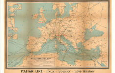Mediterranean Map Showing Steampship Railway And Air Routes Curtis