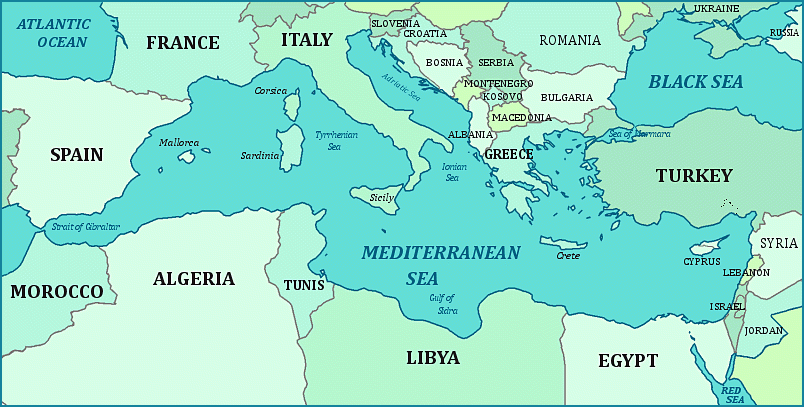 Mediterranean Sea Map Free Printable Maps