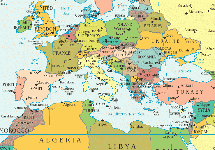 Mediterranean Sea Map Free Printable Maps