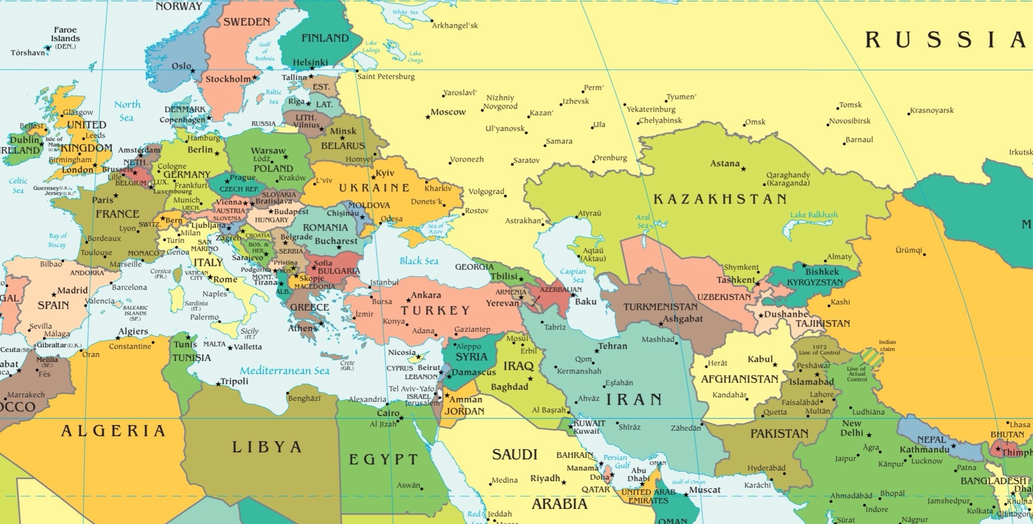 Middle east and europe map tagmap me World Map With Countries