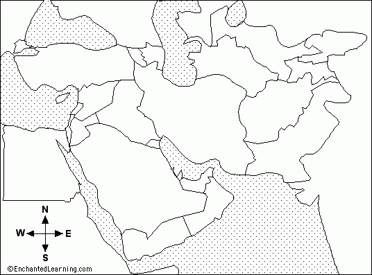Middle East Outline Map EnchantedLearning
