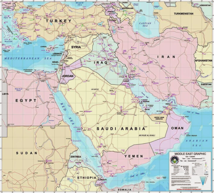 Middle East Political Map Free Printable Maps Adams Printable Map 2795