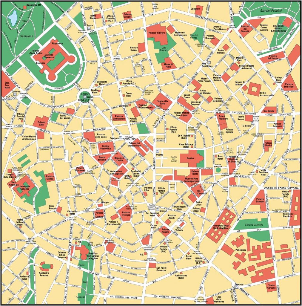Milan Top Tourist Attractions Map Central Italy City Center Historic 