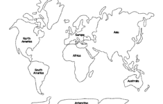 Montessori World Map And Continents World Map Coloring Page World