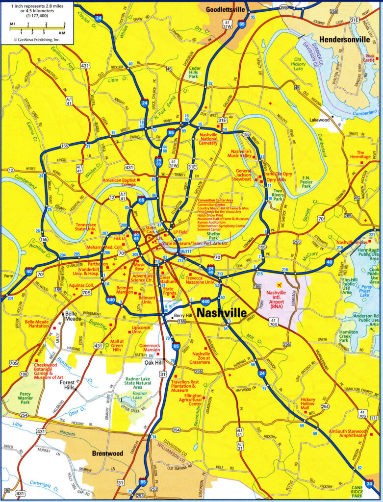 Nashville City Map Free Printable Detailed Map Of Nashville City Nashville City Map Free Printable Detailed Map Of Nashville City