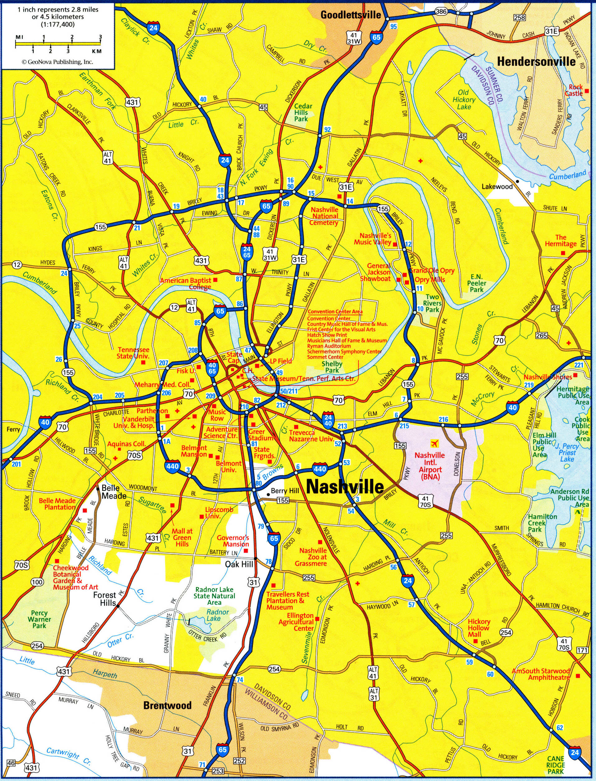 Nashville City Map Free Printable Detailed Map Of Nashville City 