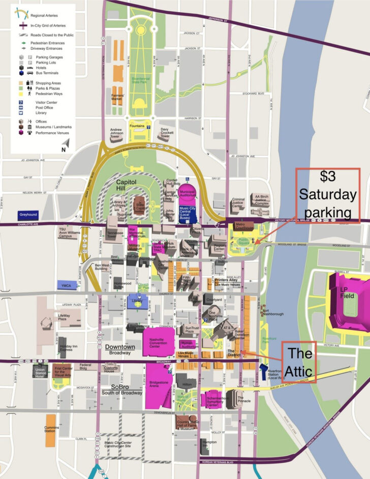 Nashville Downtown Street Map Printable