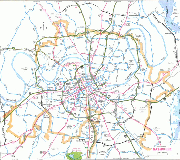 Free Printable Map Of Nashville Tn