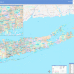 Nassau Suffolk County NY Wall Map Color Cast Style By MarketMAPS