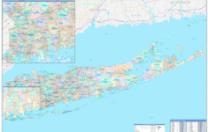 Nassau Suffolk County NY Wall Map Color Cast Style By MarketMAPS