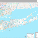 Nassau Suffolk County NY Wall Map Premium Style By MarketMAPS