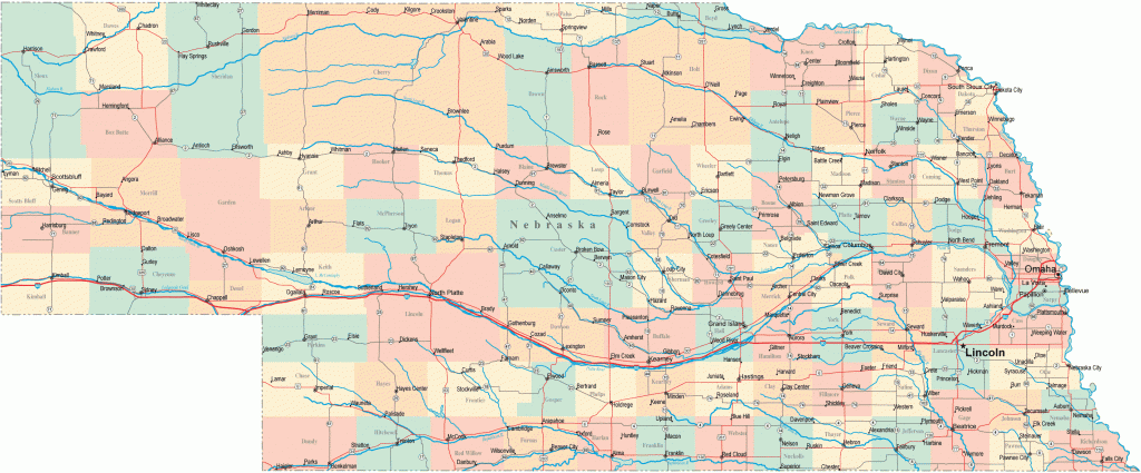 Nebraska Printable Map Pertaining To Printable Road Map Of Nebraska 